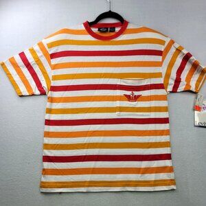 Vintage 1989 Levi's Dockers Copa Cabana T-Shirt S Orange Striped Colorful Casual